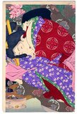 Tsukioka Yoshitoshi (30 April 1839 – 9 June 1892) (Japanese: 月岡 芳年; also named Taiso Yoshitoshi 大蘇 芳年) was a Japanese artist and Ukiyo-e woodblock print master.<br/><br/>He is widely recognized as the last great master of Ukiyo-e, a type of Japanese woodblock printing. He is additionally regarded as one of the form's greatest innovators. His career spanned two eras – the last years of Edo period Japan, and the first years of modern Japan following the Meiji Restoration. Like many Japanese, Yoshitoshi was interested in new things from the rest of the world, but over time he became increasingly concerned with the loss of many aspects of traditional Japanese culture, among them traditional woodblock printing.<br/><br/>By the end of his career, Yoshitoshi was in an almost single-handed struggle against time and technology. As he worked on in the old manner, Japan was adopting Western mass reproduction methods like photography and lithography. Nonetheless, in a Japan that was turning away from its own past, he almost singlehandedly managed to push the traditional Japanese woodblock print to a new level, before it effectively died with him.